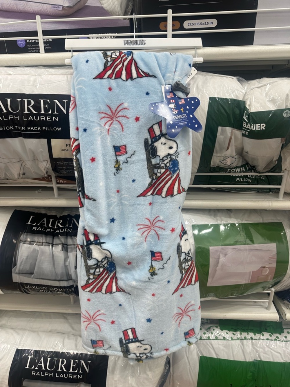 Peanuts Kids Pajama Blanket - Light Blue with Red, White & Blue Snoopy